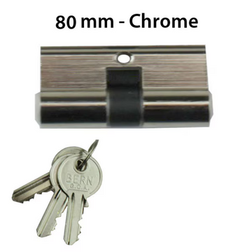 Double Key Gate Lock Profile Cylinder, 80mm - Chrome